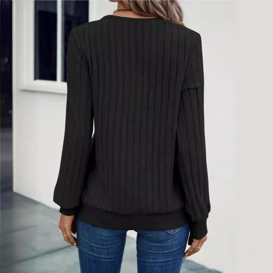Damen Pullover mit V-Ausschnitt und strukturiertem Rippmuster Stalluxe