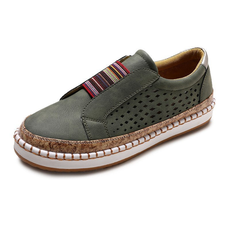 Damen Atmungsaktive Slip-On Sneakers mit elastischem Riemen und modischem Korkdesign Stalluxe