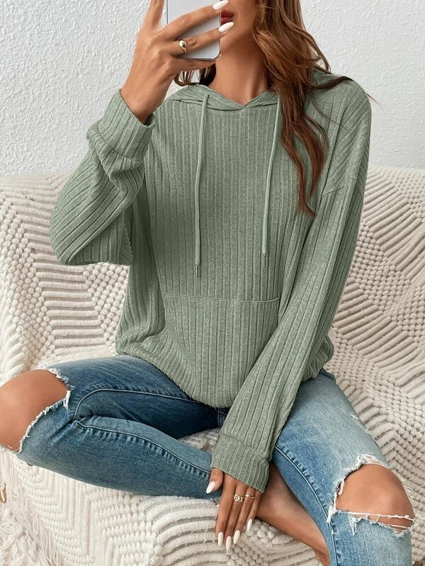 Damen lässiger Kapuzenpullover mit strukturiertem Design und praktischen Taschen Stalluxe