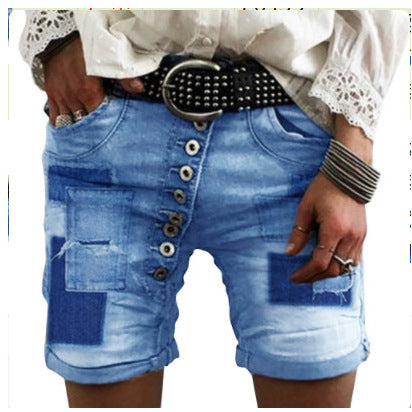 Damen modische Denim-Shorts mit funktionalen Taschen und distressed Akzenten Stalluxe