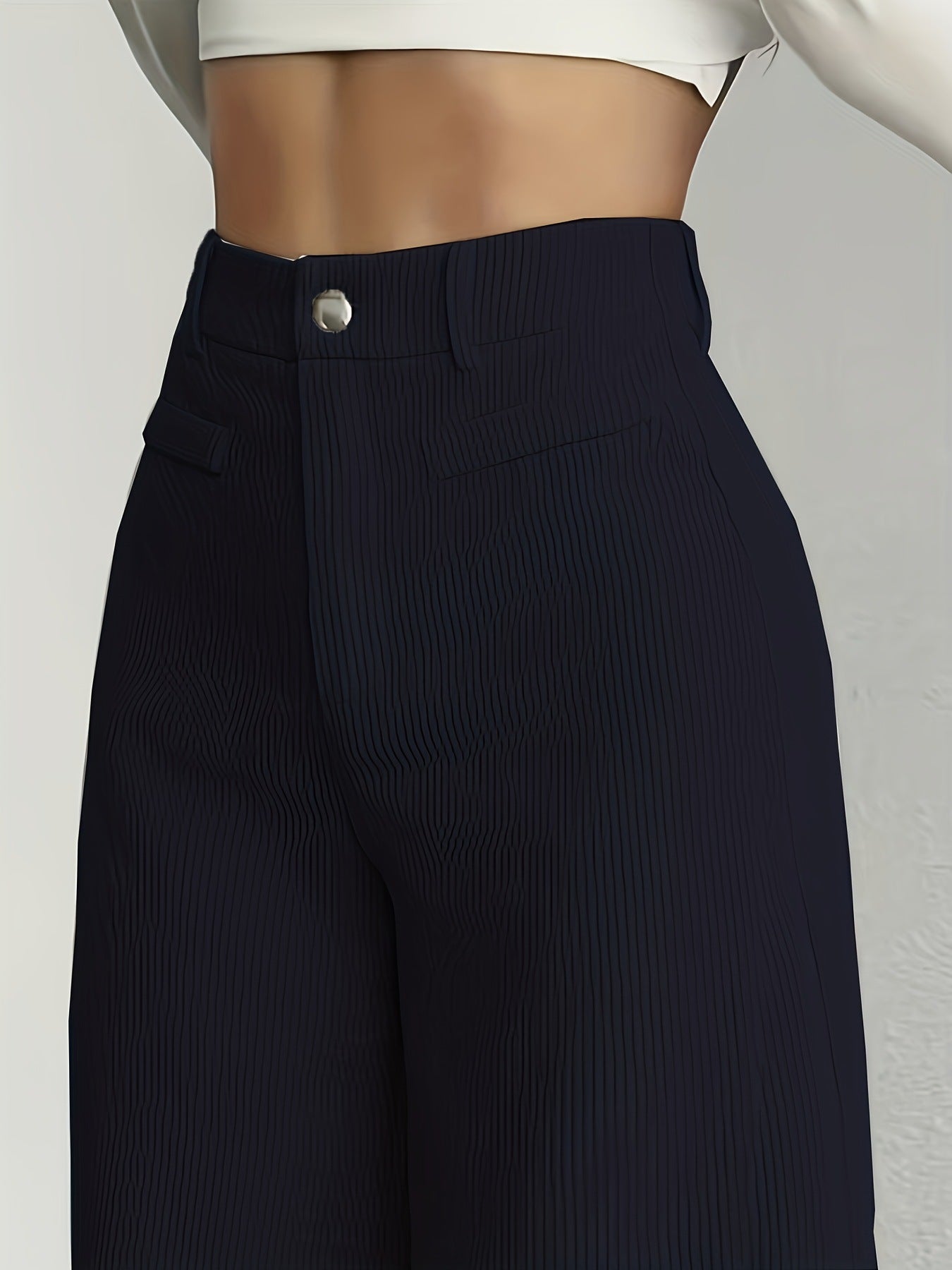 Damen Weitgeschnittene Cordhose mit hohem Bund und Taschen Stalluxe