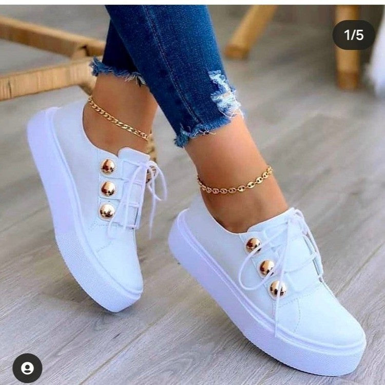 Damen Modische Plateau-Sneaker mit glamourösen Metallic-Details Stalluxe