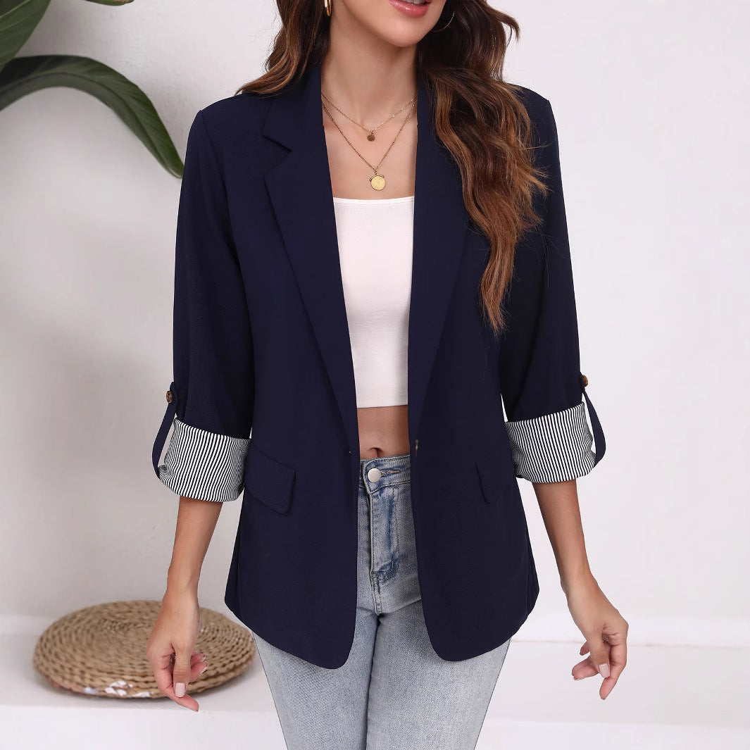 Damen Eleganter Blazer mit gestreiften Ärmeln und klassischem Schnitt Stalluxe