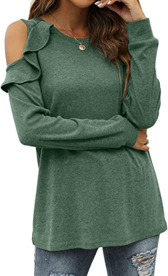 Damen Langarmshirt mit Cut-out-Ärmeln und Rüschendetail Stalluxe