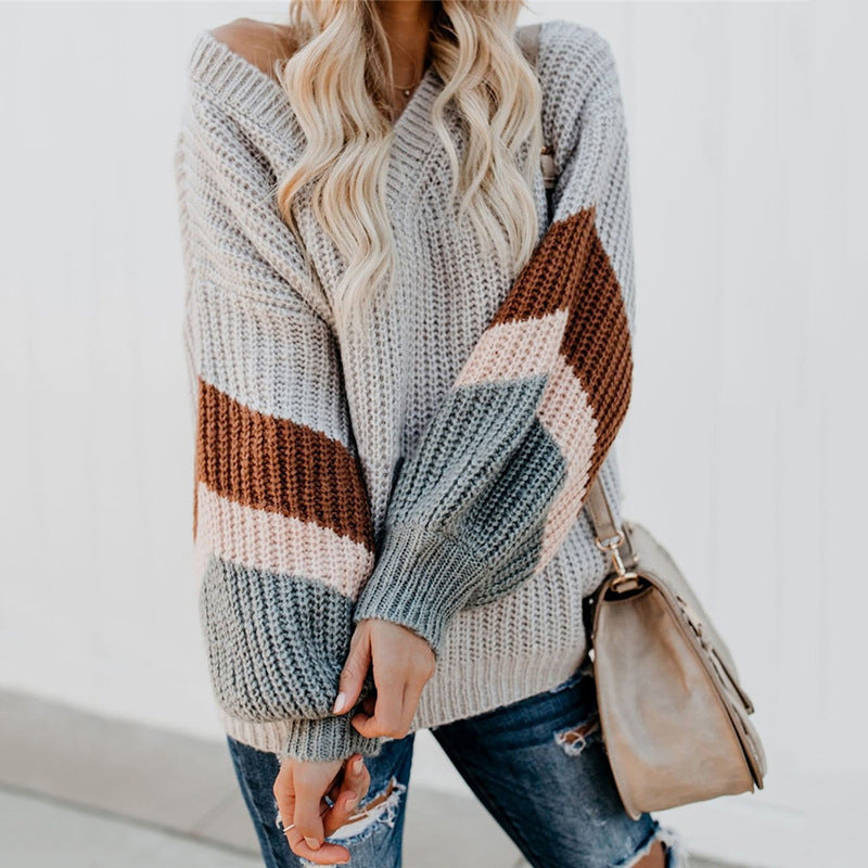 Damen Strickpullover mit modernen Farbblock-Design und weitem Schnitt Stalluxe