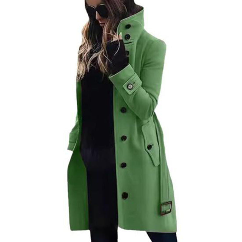 Damen modischer Trenchcoat mit hoch geschlossenem Kragen und praktischen Taschen Stalluxe