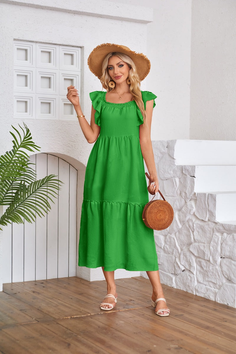 Damen Maxikleid mit Rüschendetails Stalluxe