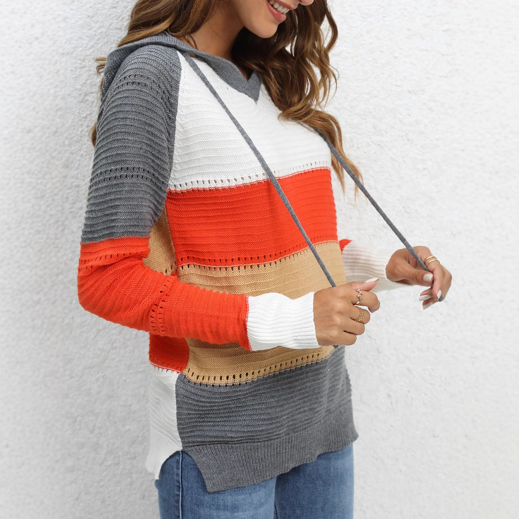 Damen Layered Kapuzenpullover mit atmungsaktiver Struktur und modischem Farbblockdesign Stalluxe