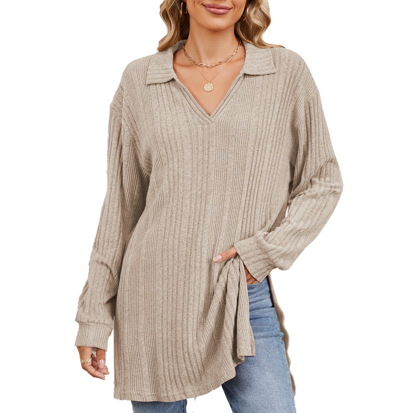 Damen Langarmshirt mit eleganter Struktur und modernem Look Stalluxe