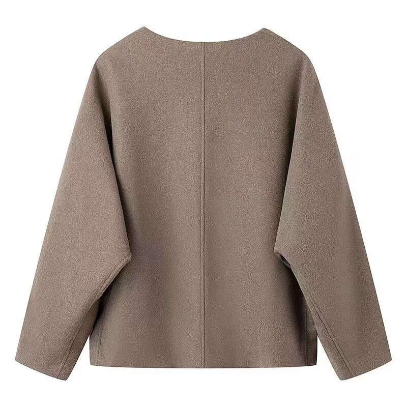 Damen elegante modische Jacke mit strukturiertem Gewebe und langen Ärmeln Stalluxe