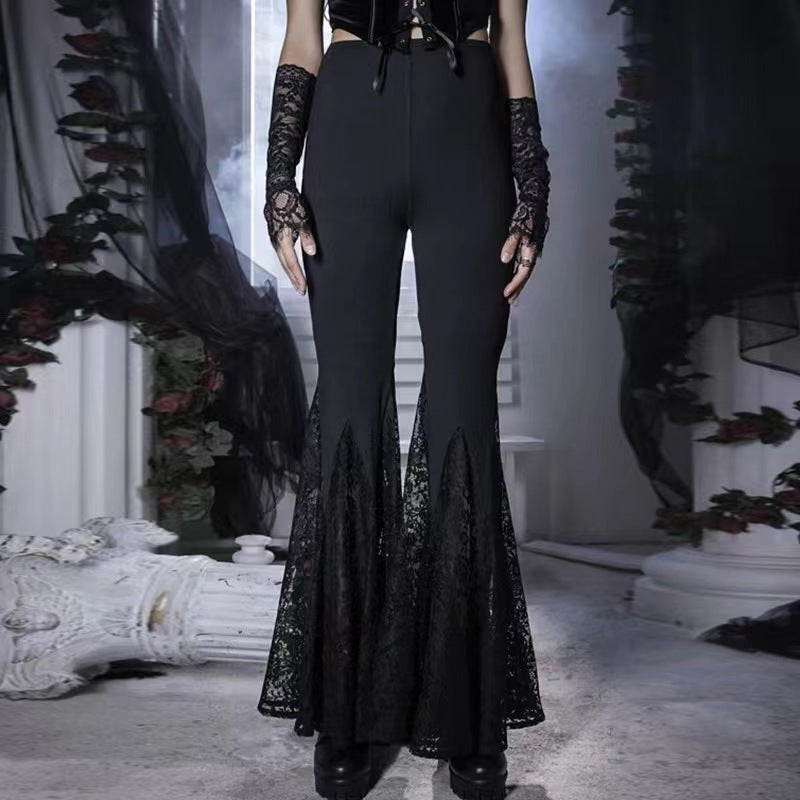 Damen Elegante Schlaghose mit Spitzenapplikationen Stalluxe
