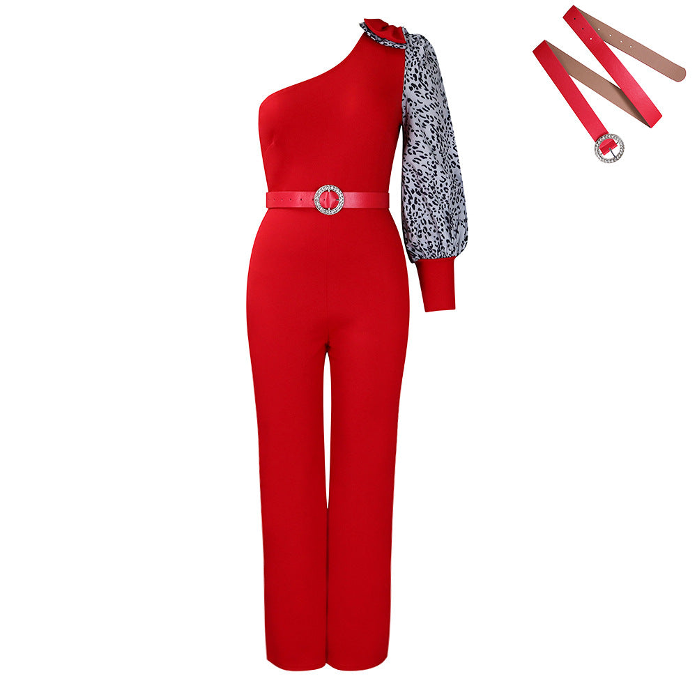 Damen Stylischer Einteiler mit asymmetrischem Schnitt und elegantem Puffärmel Stalluxe