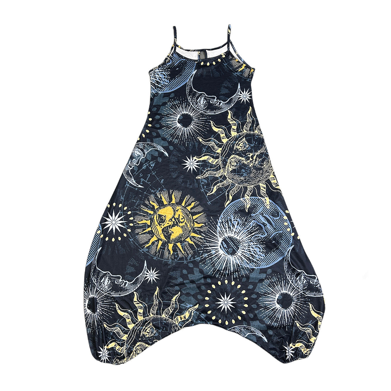 Damen entspanntes Jumpsuit mit grafischem Print und verstellbaren Trägern Stalluxe