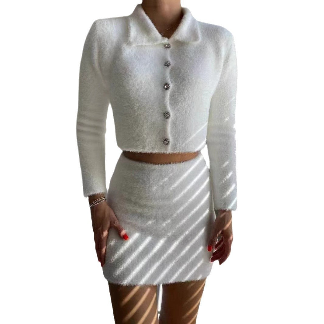 Damen elegantes Tweed-Kleid mit schickem Blazer