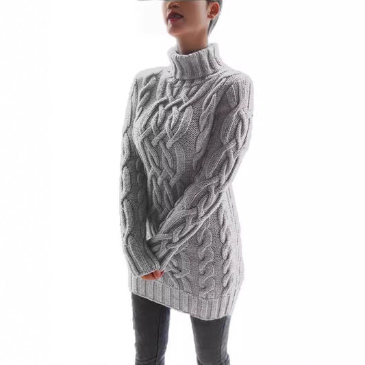 Damen Grobstrickpullover mit hohem Kragen und Zopfmuster Stalluxe