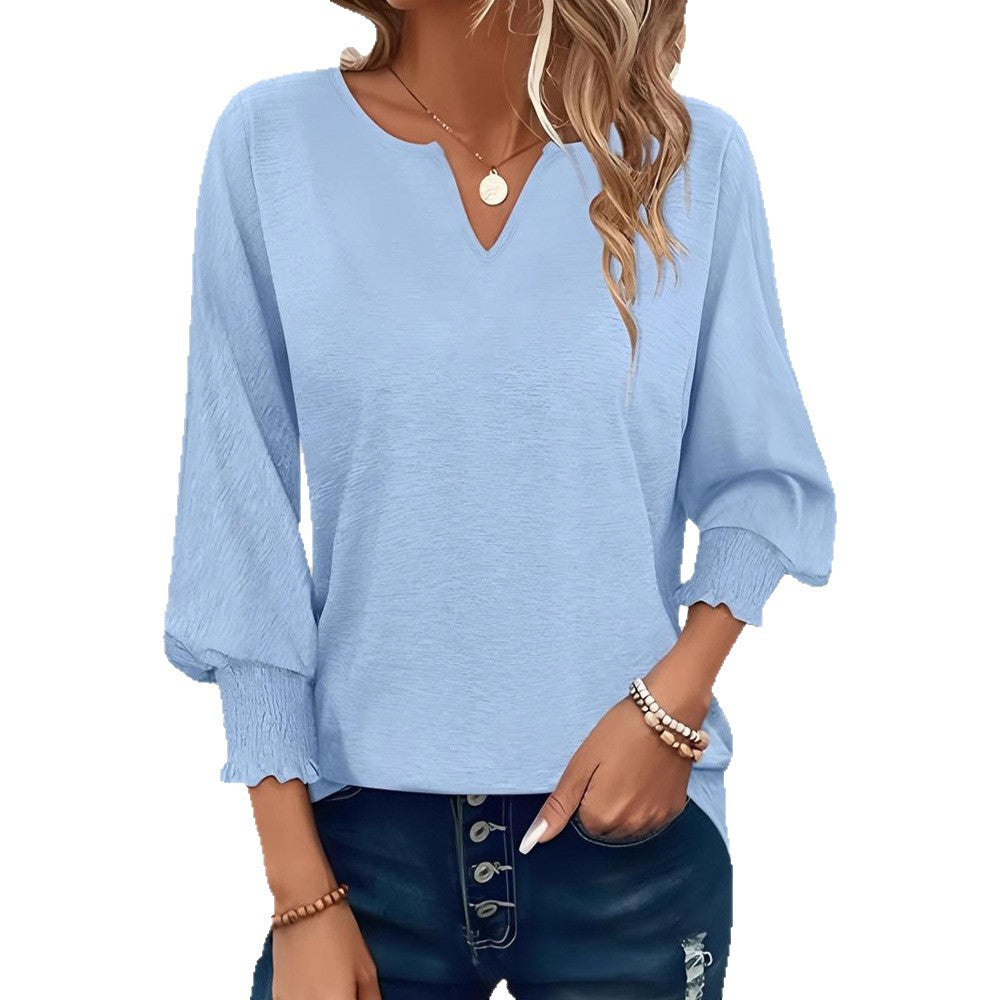 Damen lässiges Blusenshirt mit elastischen Ärmelbündchen Stalluxe