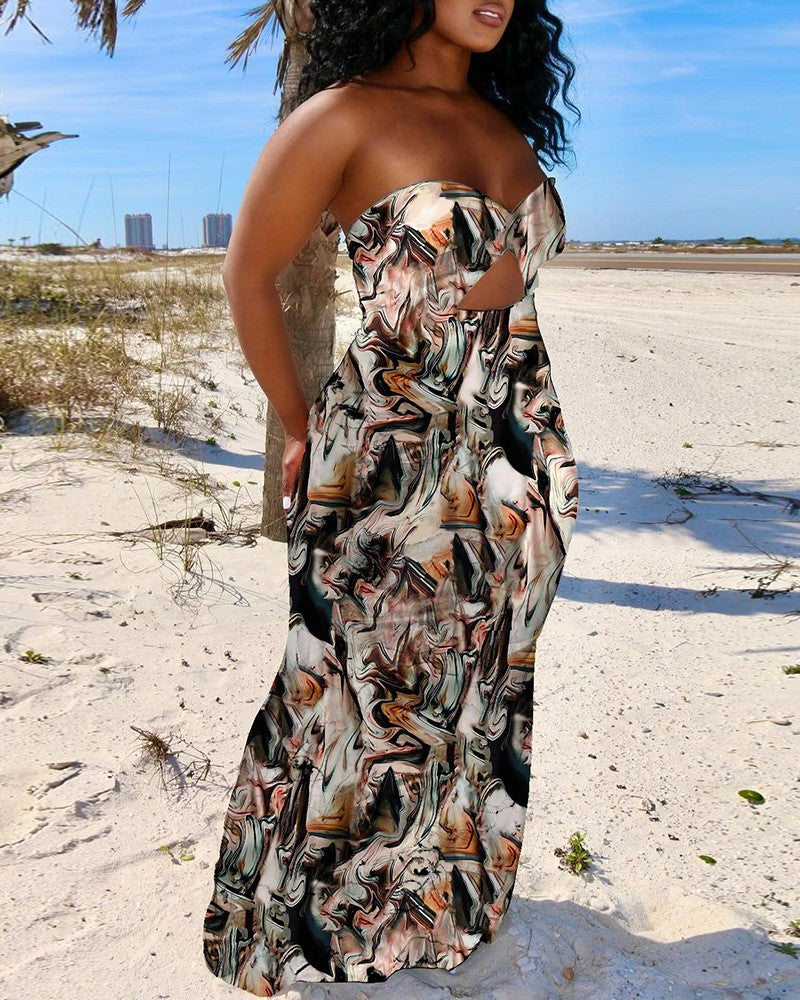 Damen Maxikleid mit schickem Cut-Out-Design und glänzenden Akzenten Stalluxe