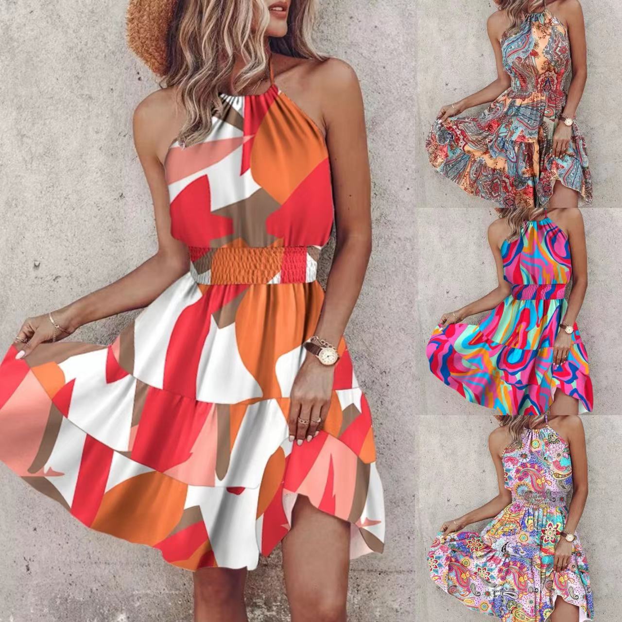 Damen Sommerkleid mit exklusivem Farbverlauf und elastischer Taillenpartie Stalluxe