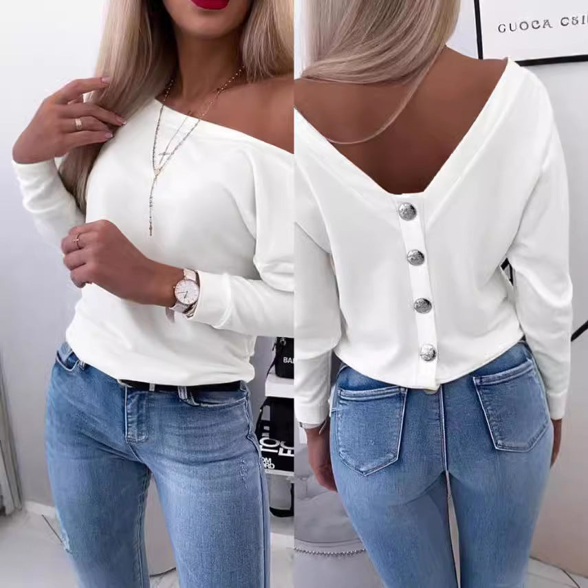 Damen Off-Shoulder Pullover mit lässigem Schnitt und eleganten Details Stalluxe