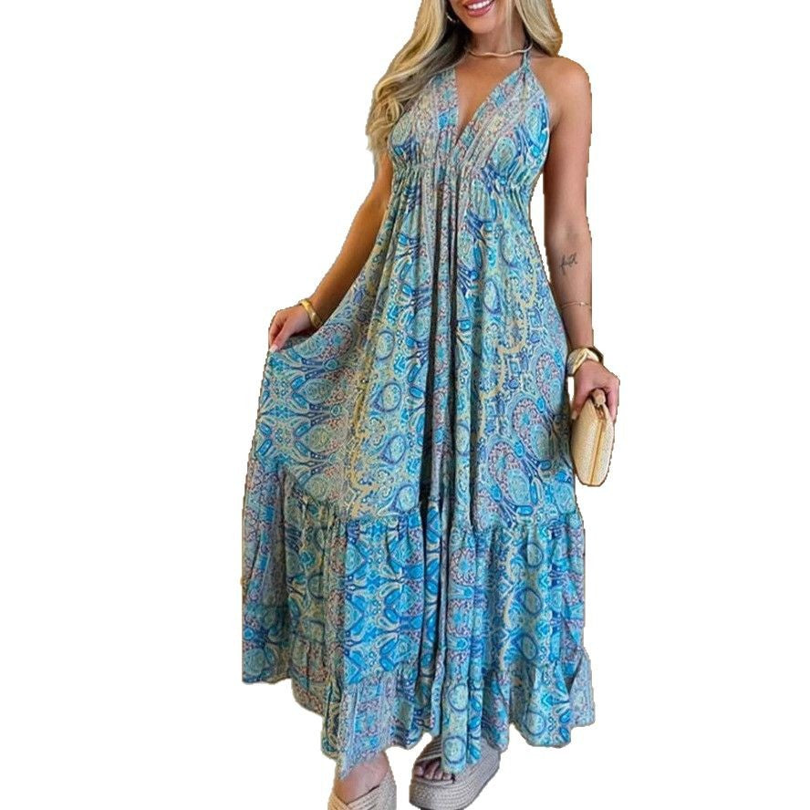 Damen Maxi-Kleid mit verspieltem Volant und modischem Print Stalluxe