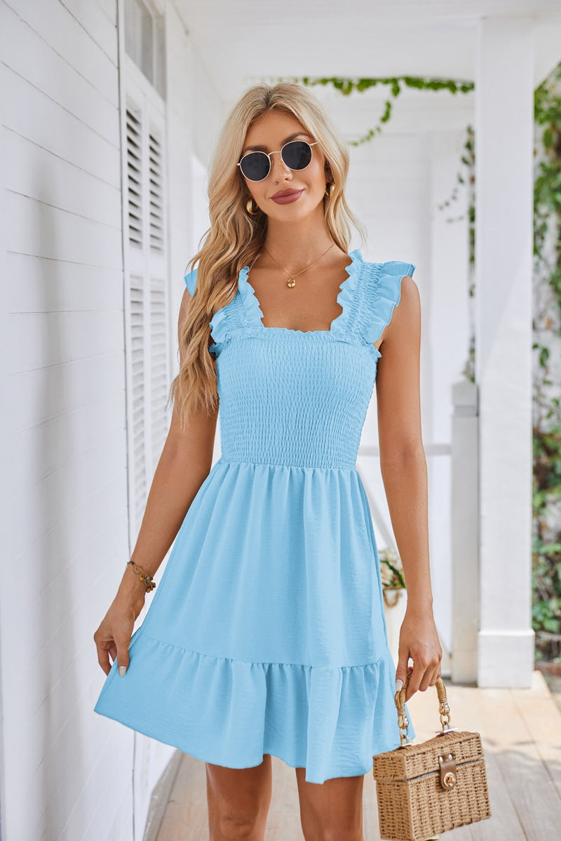 Damen Sommerliches Minikleid mit Rüschendetails und taillierter Passform Stalluxe