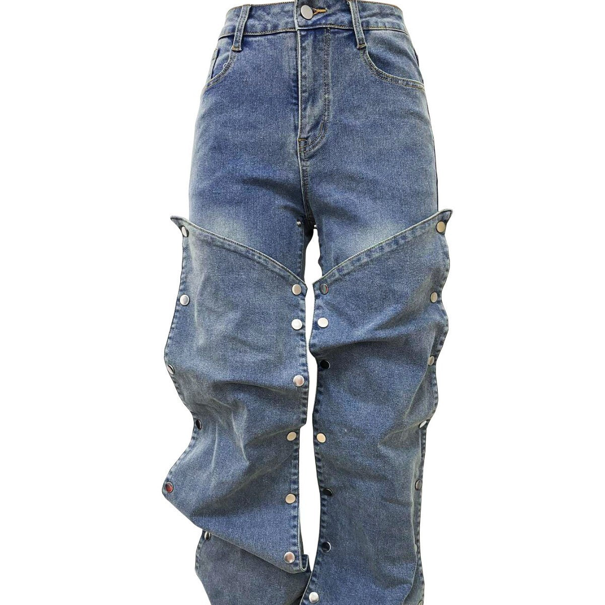 Damen Oversize Cargo-Jeans mit praktischem Knopfverschluss Stalluxe
