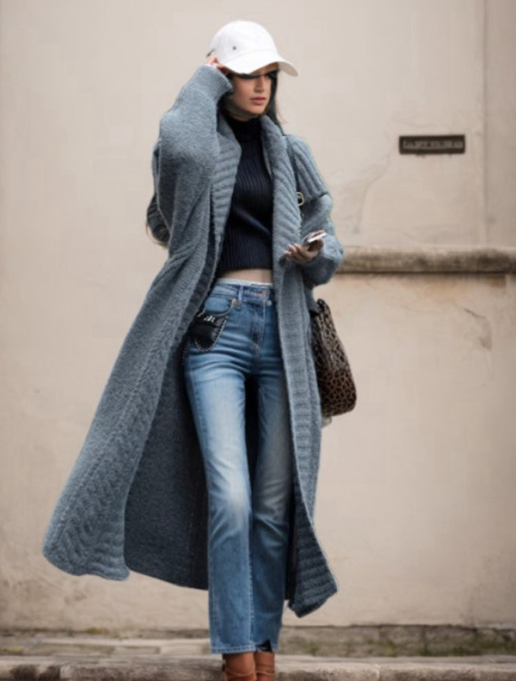 Damen Strickmantel mit strukturiertem Design und voluminösen Ärmeln Stalluxe