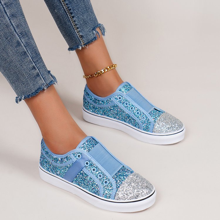 Damen Glitzernde Sneaker mit elastischem Riemen und rutschfester Sohle Stalluxe