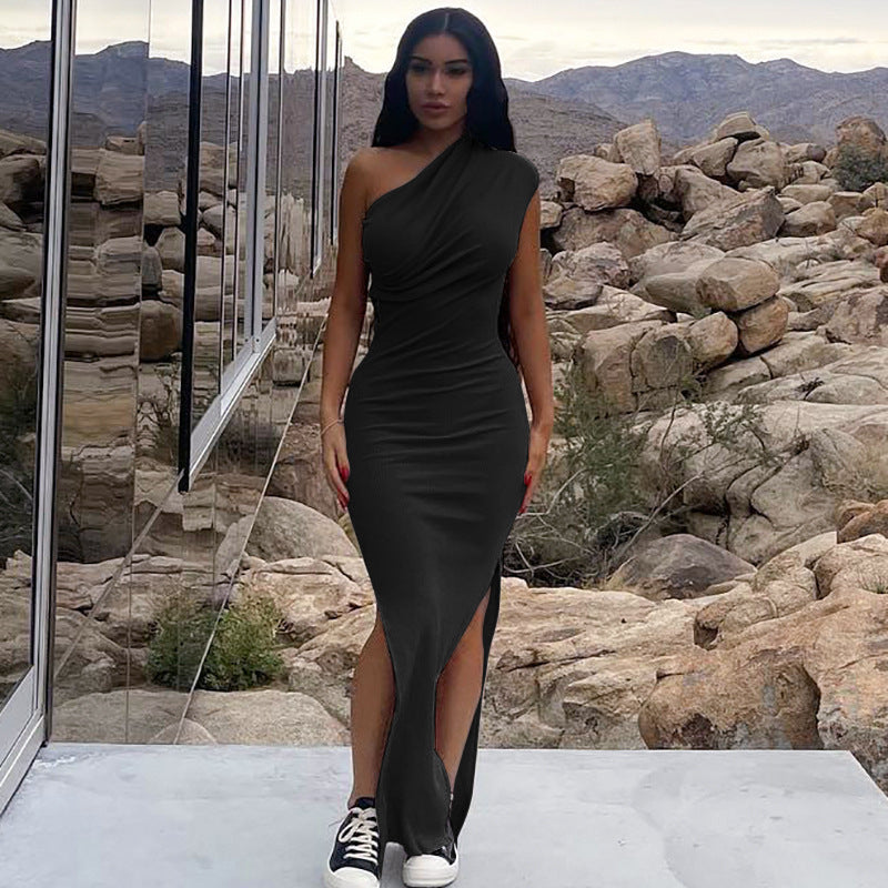 Women's Asymmetrical Slit Maxi Dress Stalluxe