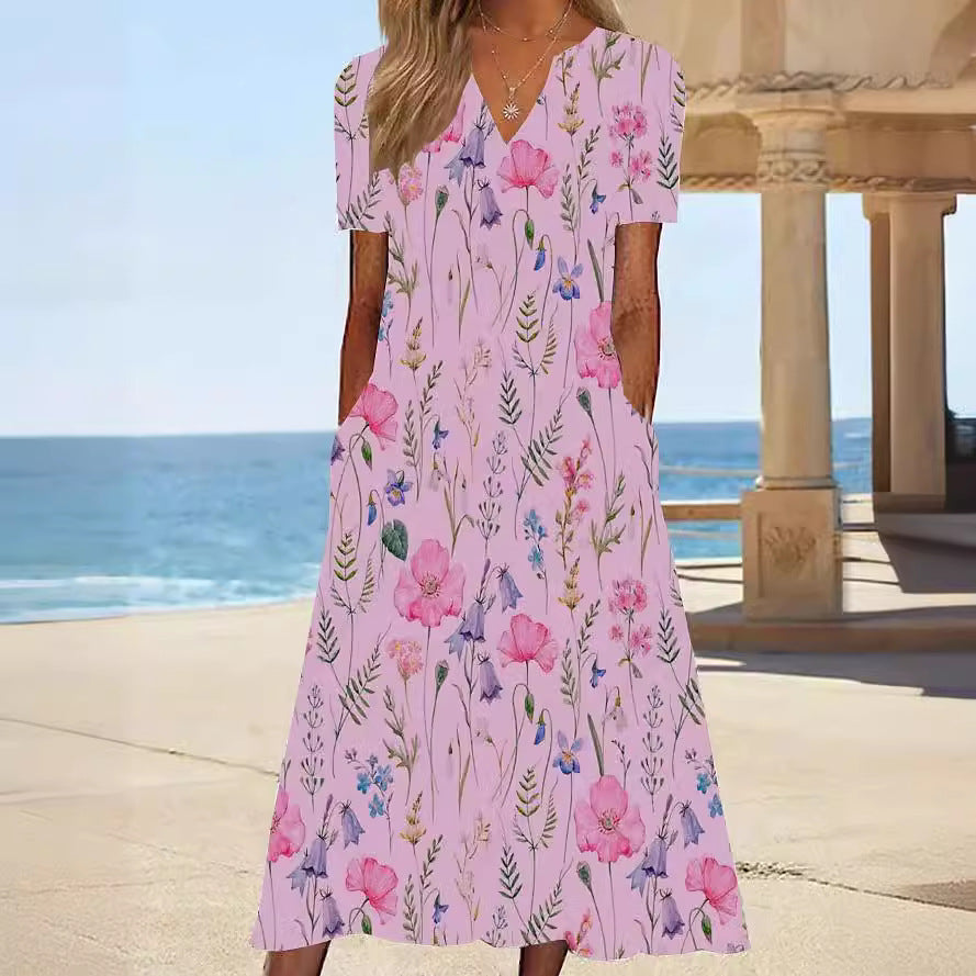 Damen Blumengemusterte Sommerkleid mit Taschen Stalluxe