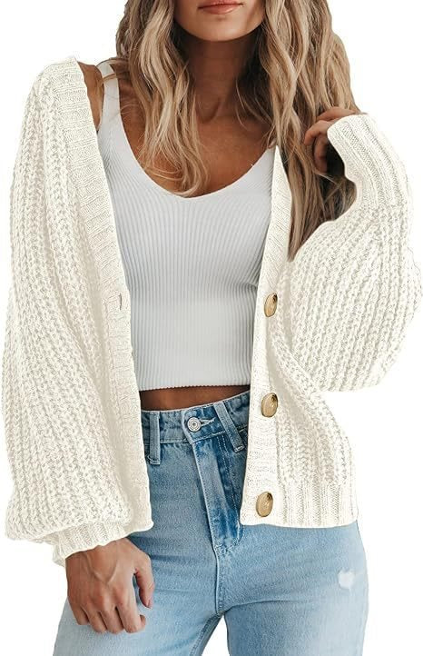 Damen Grobstrick-Cardigan mit Knopfdetails und weitem Schnitt Stalluxe