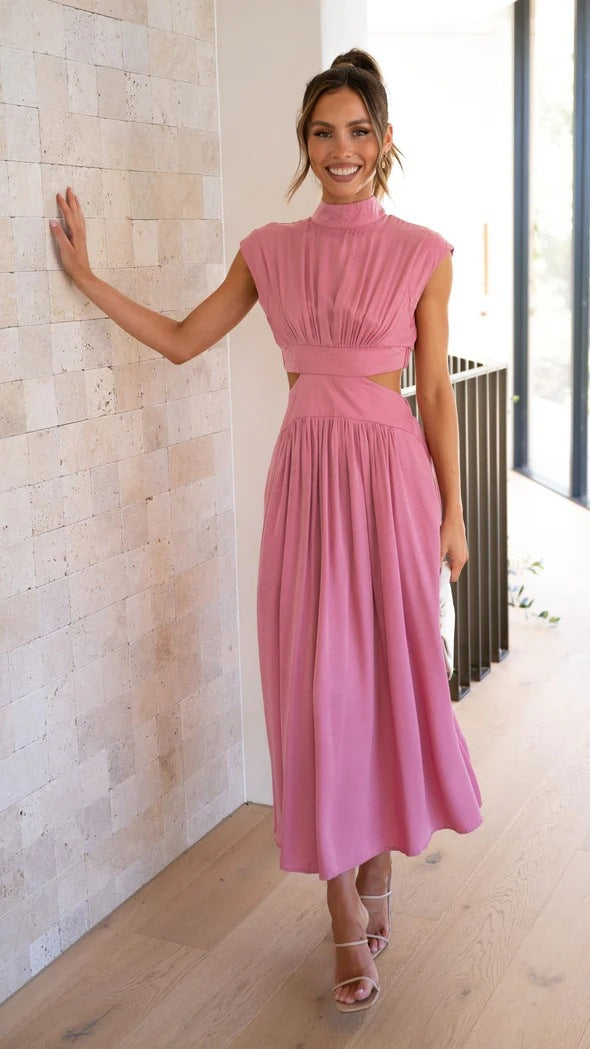 Damen Maxikleid mit elegantem Cut-Out und plissierten Details Stalluxe