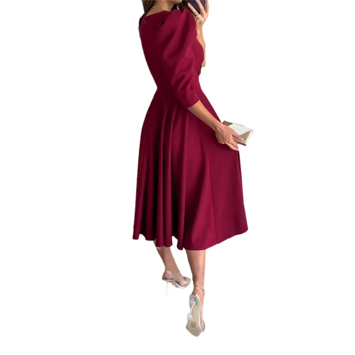 Damen Elegantes Midi Kleid Stalluxe
