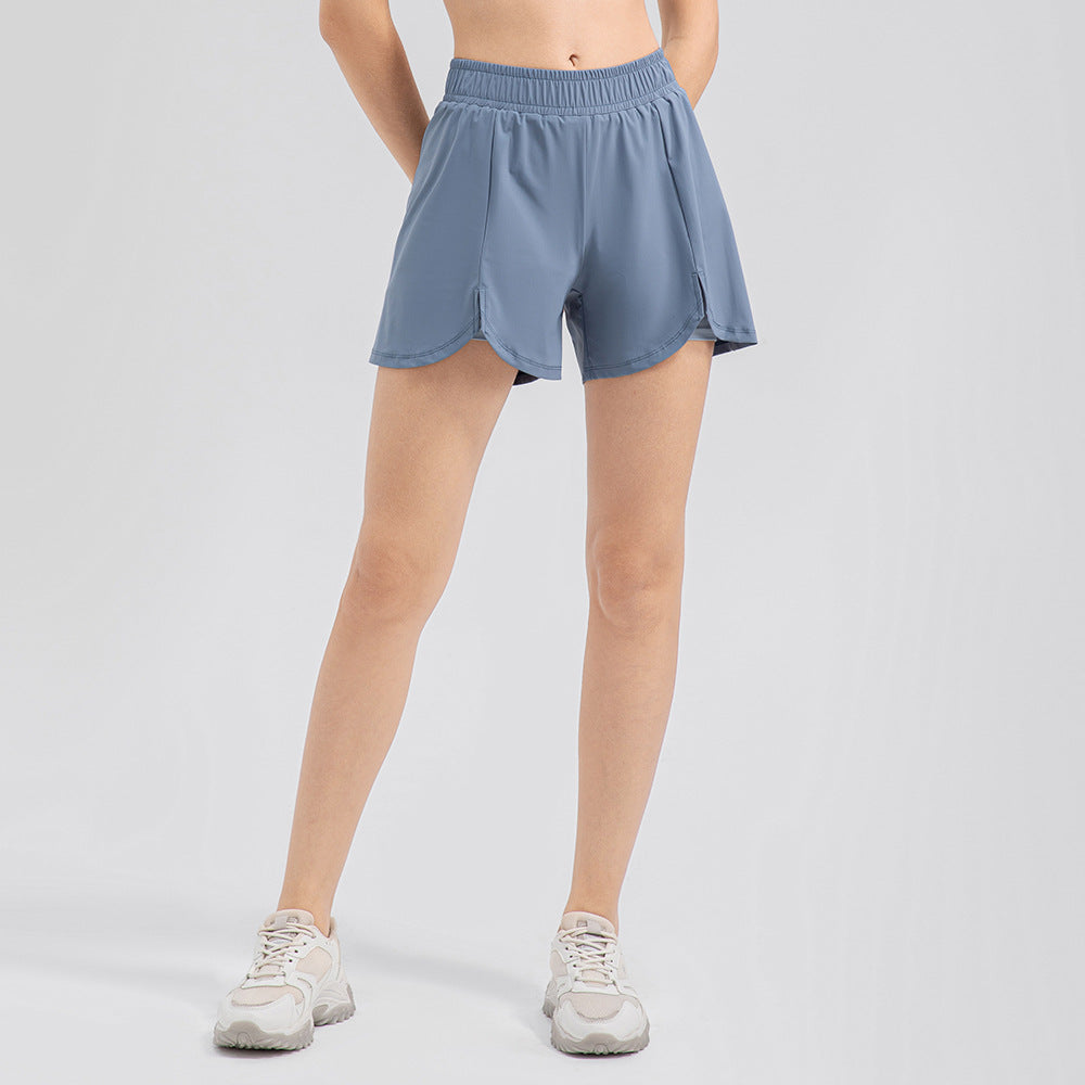 Damen Sportliche Laufshorts mit modischen Schlitzen und elastischem Bund Stalluxe