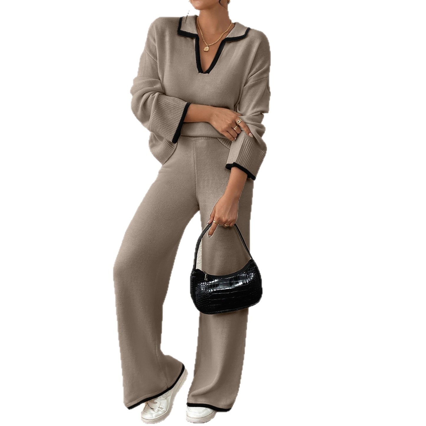 Damen Großer Strickpullover und lässige Pants Kombination Stalluxe