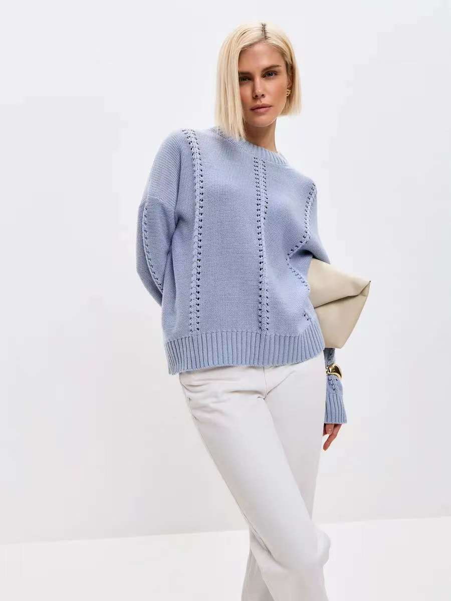 Damen Grober Strickpullover mit eleganter Struktur und weitem Schnitt Stalluxe