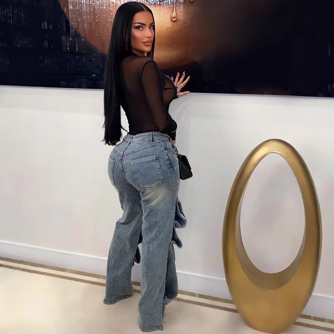 Damen Oversize Cargo-Jeans mit praktischem Knopfverschluss Stalluxe