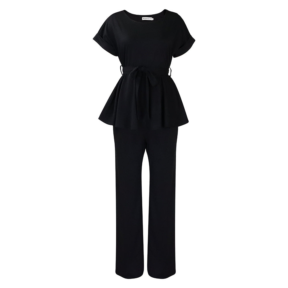 Damen Elegantes Kombination aus Loose-Fit Oberteil und weiten Hosen Stalluxe