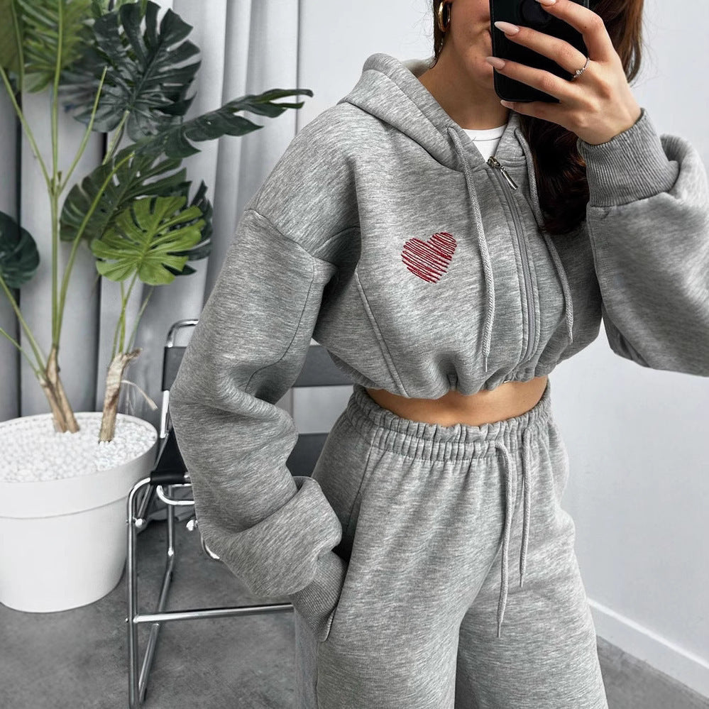 Damen cropped Kapuzenpullover und entspannte Jogginghose Set Stalluxe