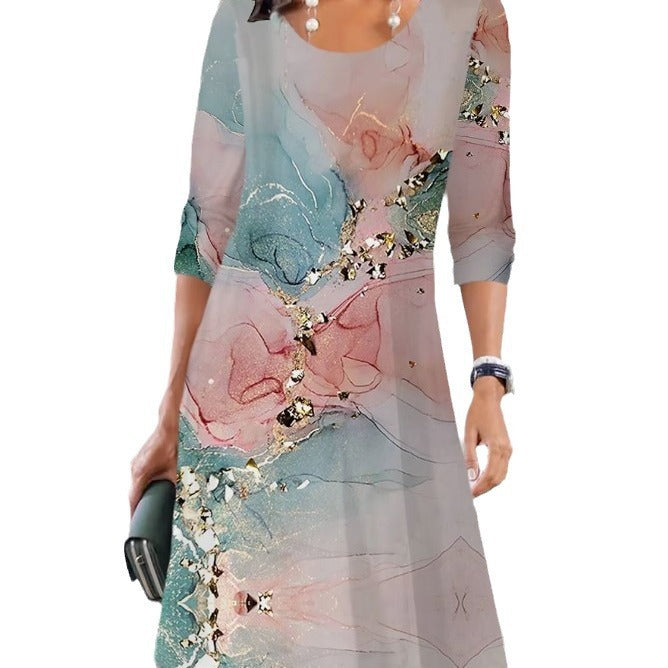 Damen A-Linien Kleid mit zartem floralem Muster Stalluxe