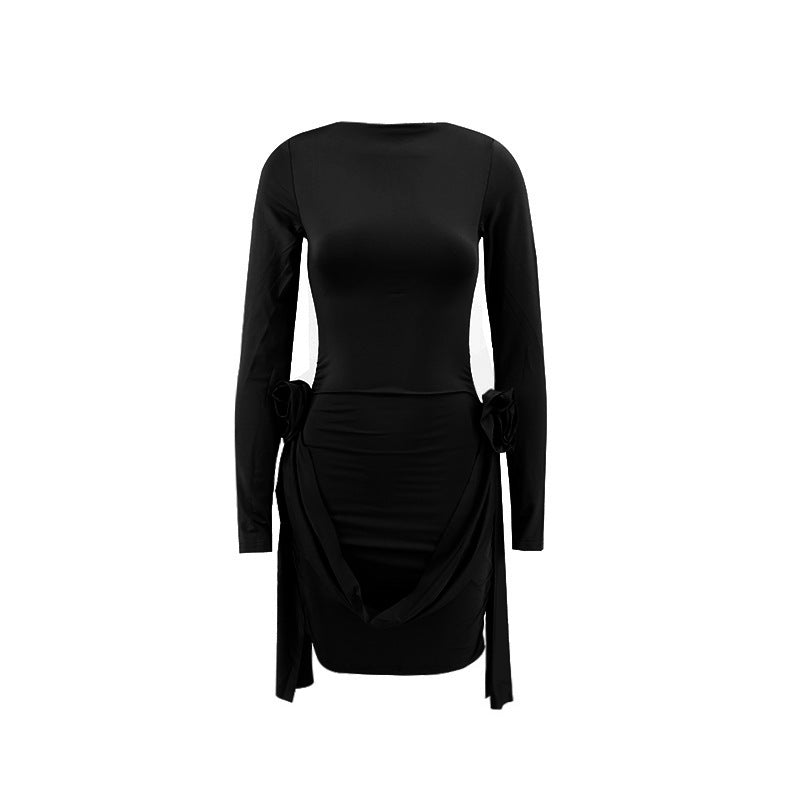 Damen figurbetontes Kleid mit Rüschendetails und langen Ärmeln Stalluxe