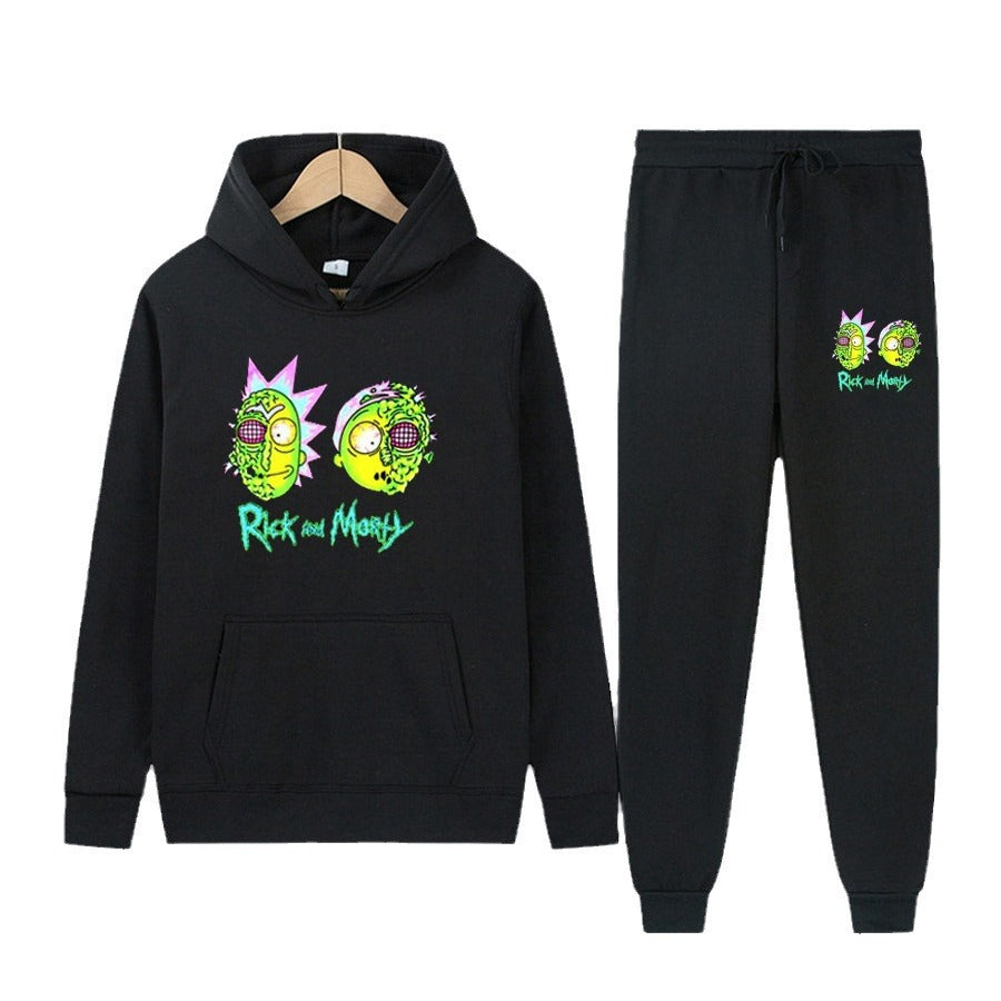 Damen Freizeit Hoodie und Jogginghose Set mit stylischem Cartoon-Druck Stalluxe