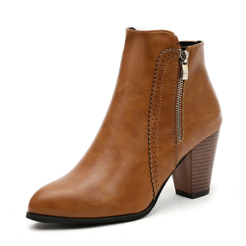 Damen elegante Stiefeletten mit modischem Reißverschluss und komfortablem Blockabsatz Stalluxe