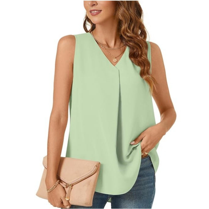 Damen elegante Bluse mit V-Ausschnitt und fließendem Schnitt Stalluxe