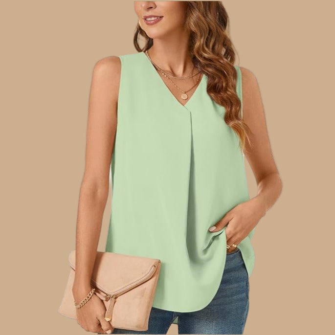 Damen elegante Bluse mit V-Ausschnitt und fließendem Schnitt Stalluxe