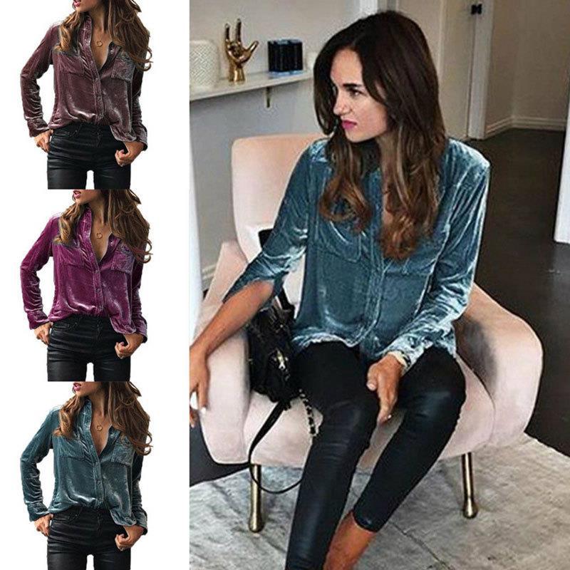 Damen Satin Bluse mit dekorativen Brusttaschen Stalluxe