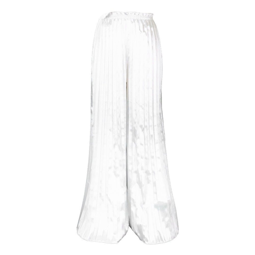 Damen Elegante Plisseehose mit weitem Bein und elastischem Bund Stalluxe