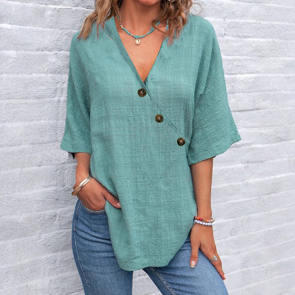 Damen Lässige Überschnittene Bluse mit Knopfdetails Stalluxe