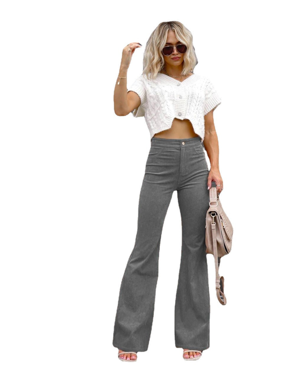 Damen Modische Hochbund-Flared-Jeans Stalluxe