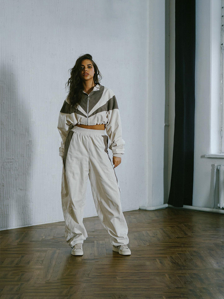Damen sportliches Jacken- und Hosen-Set mit Kontrastelementen und komfortablem Schnitt Stalluxe